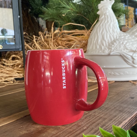 Starbucks Coffee Red Handled 14oz Mug with White Starbucks Written Branding - Picture 1 of 16